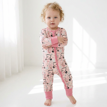 Pink Golf Playtime Bamboo Zipper Romper Pajamas