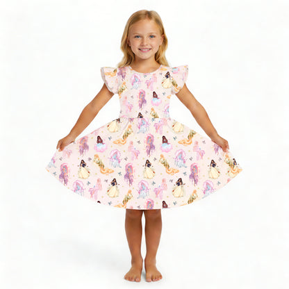 Fairytale Princess Magic Pink Kids Bamboo Short Sleeves Dress