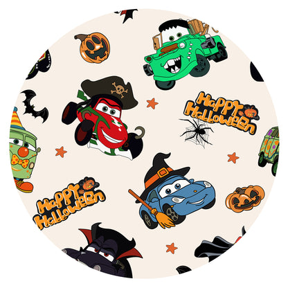 Halloween Smiley Face Car and Bus Pumpkin Bamboo Zipper Romper Pajamas