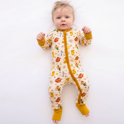 King Lion Friends Bamboo Zipper Romper Pajamas