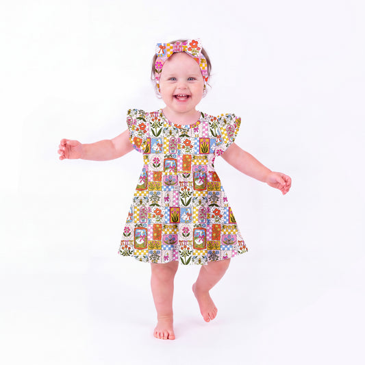Robe bébé à manches longues en bambou et papillon