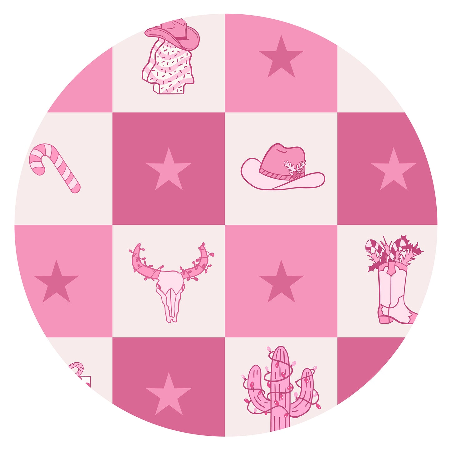 Christmas Cowgirl Checkerboard Baby Bamboo Zipper Pajama Romper