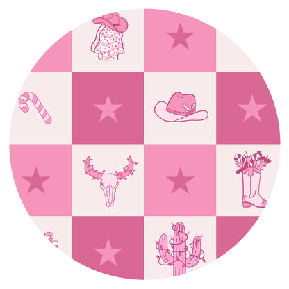 Christmas Cowgirl Checkerboard Baby Bamboo Zipper Pajama Romper
