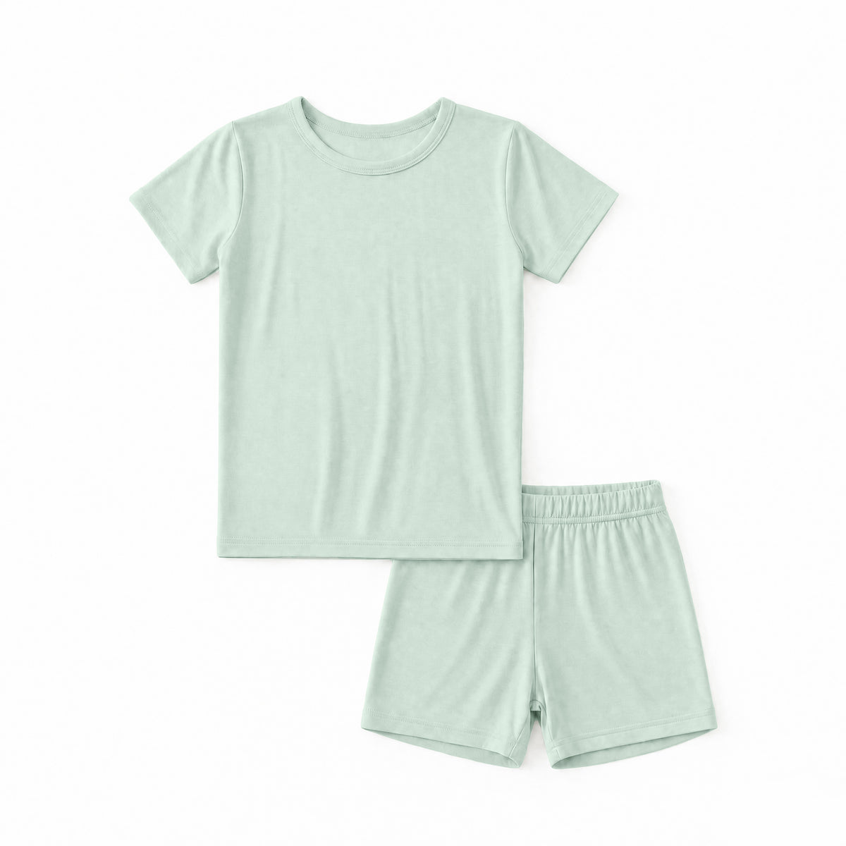 Kids Bamboo Two-Piece Pajama Set Sage Green Solid