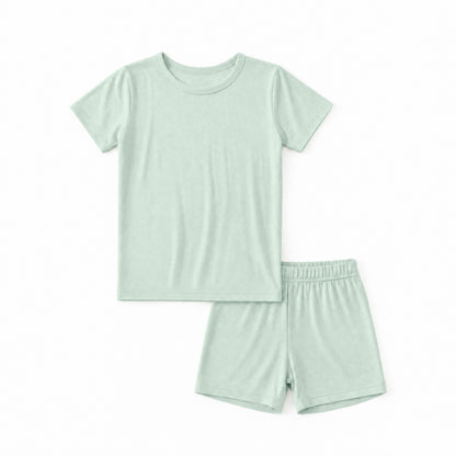 Kids Bamboo Two-Piece Pajama Set Sage Green Solid