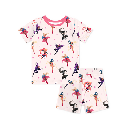 Superhero Girls Power Dreams Kids Bamboo Two-Piece Pajama Short Sleeve Set