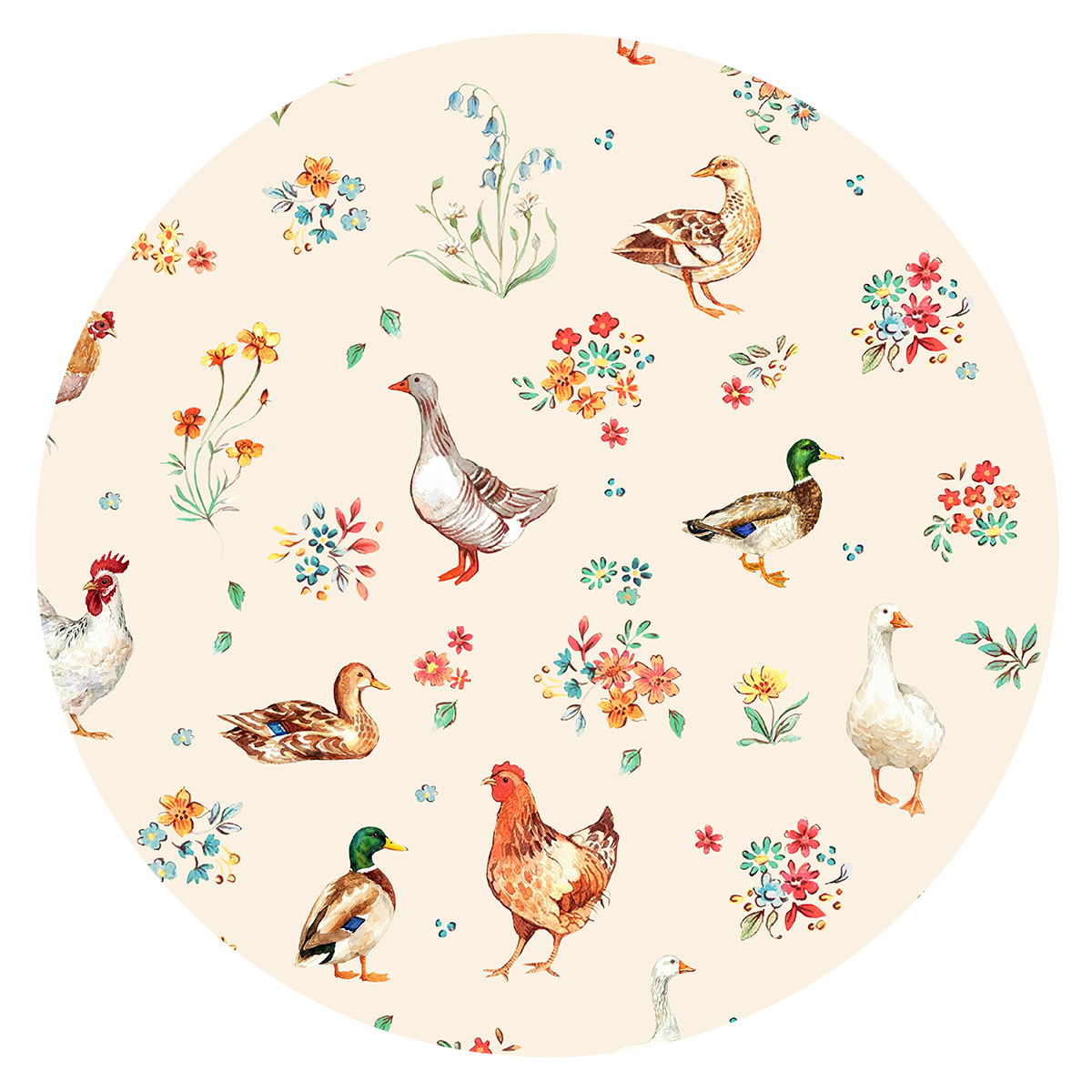 Baby Bamboo Zipper Pajama Romper Farm Duck and Chicken in Wildflower Floral