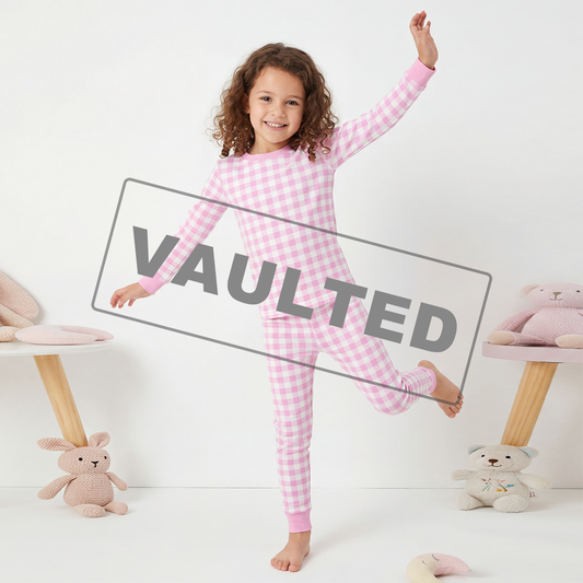 Pink Blush Check Sweet Dreams Kids Two-Piece Pajama Set