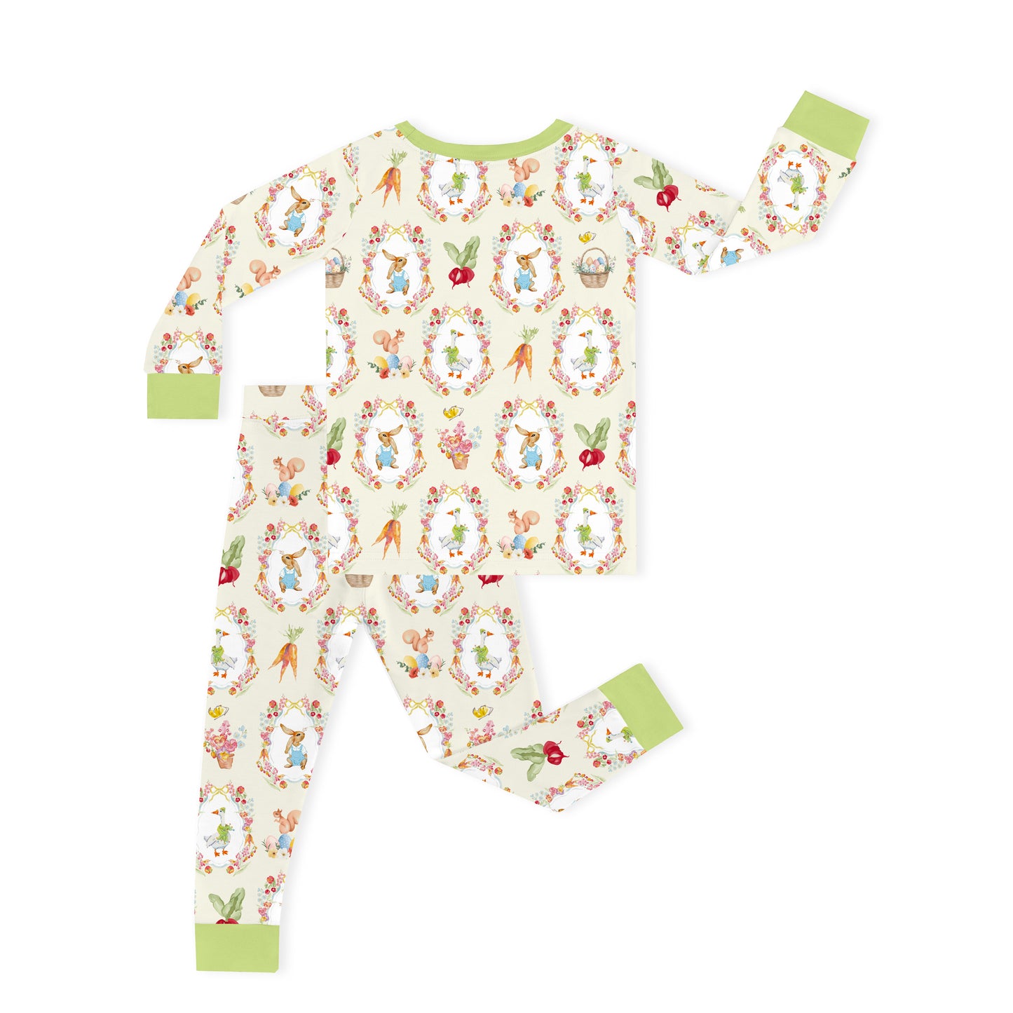 Easter Garden Bunny with Carrots Kids Bamboo Two-Piece Pajama Set