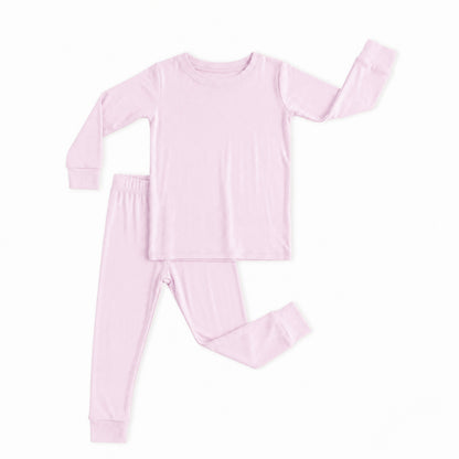 Soft Pink Solid Kids Two-Piece Pajama Set