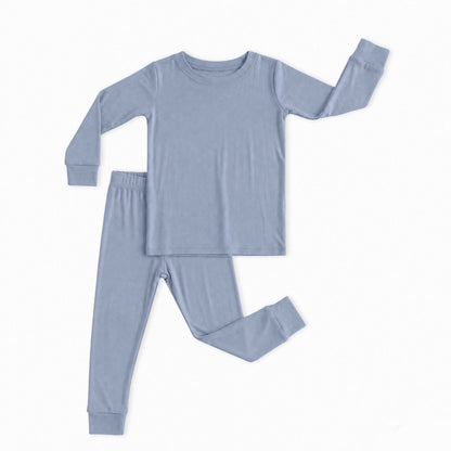 Greyish Misty Blue Kids Two-Piece Pajama Set