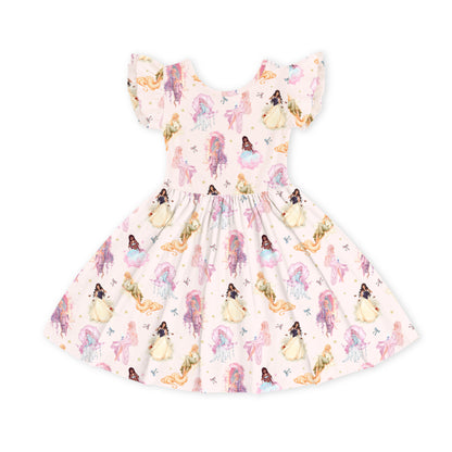 Fairytale Princess Magic Pink Kids Bamboo Short Sleeves Dress