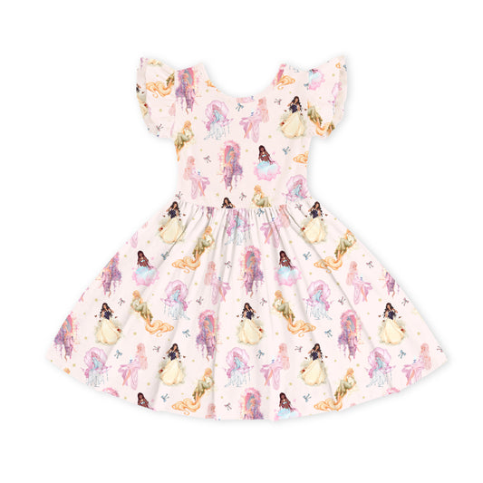 Fairytale Princess Magic Pink Kids Bamboo Short Sleeves Dress