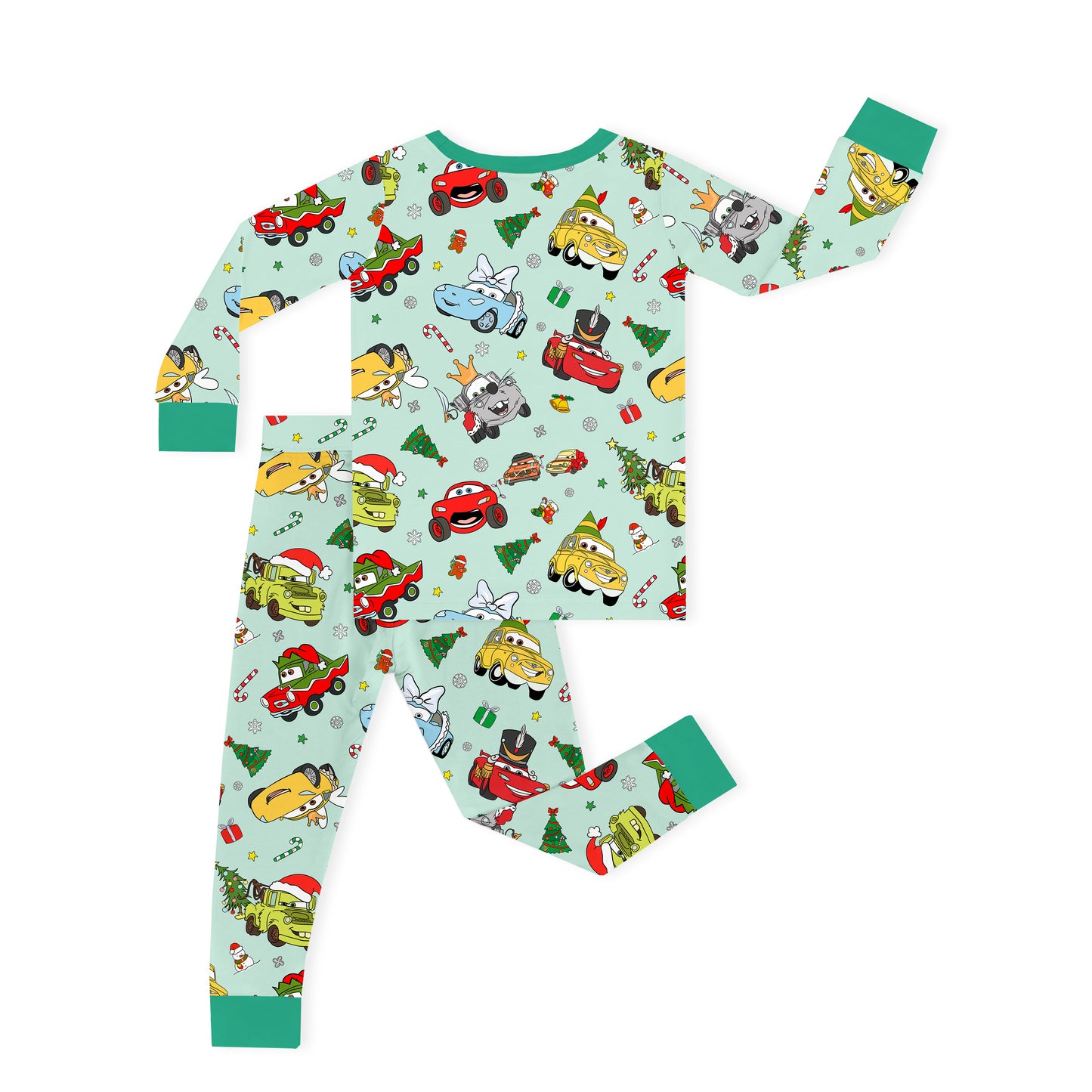 Christmas Little Cars Wheels and Candy Cane Cruise Kids Two-Piece Pajama Set