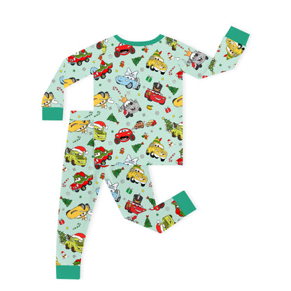Christmas Little Cars Wheels and Candy Cane Cruise Kids Two-Piece Pajama Set