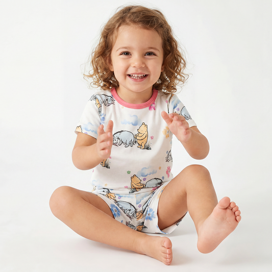 Cute Cartoon Bear and Friends Bamboo Kids Short Set