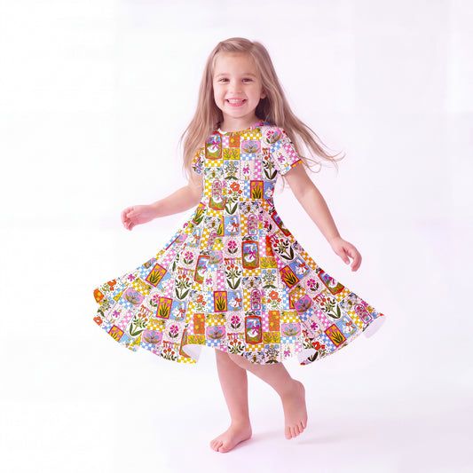 Robe bébé à manches longues en bambou et papillon