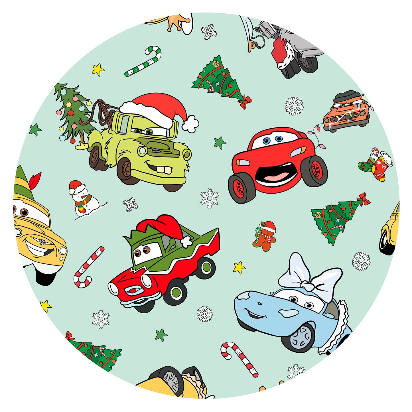 Christmas Little Cars Wheels and Candy Cane Cruise Bamboo Zipper Romper Pajamas