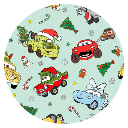 Christmas Little Cars Wheels and Candy Cane Cruise Bamboo Zipper Romper Pajamas
