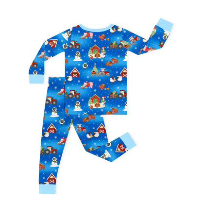 Christmas Western Barnyard Animals Kids Bamboo Two-Piece Pajama Set
