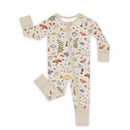 Baby Bamboo Zipper Pajama Romper Mushroom Magic Meadow Adventure