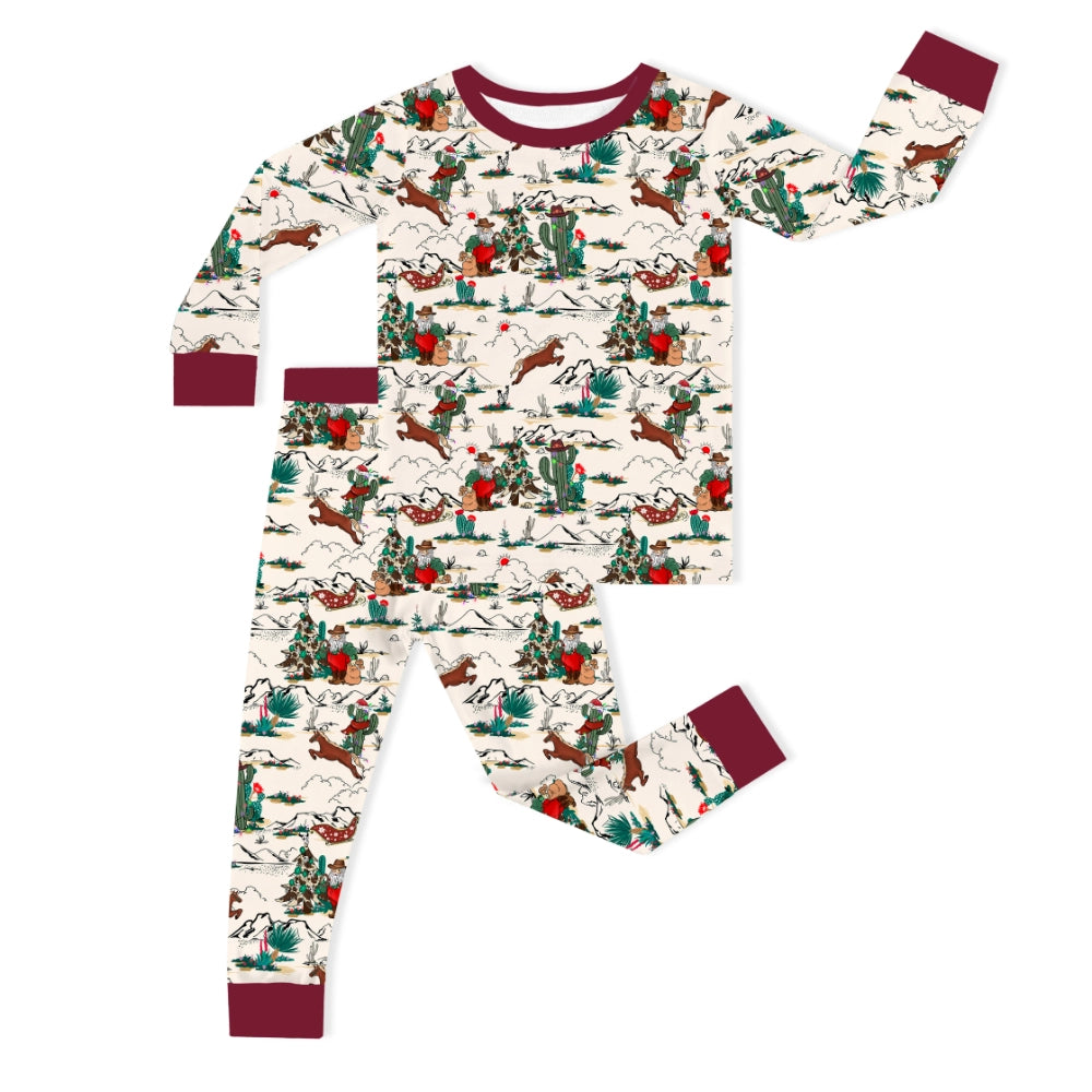 Christmas Cowboy  Kids Bamboo Two-Piece Pajama Set