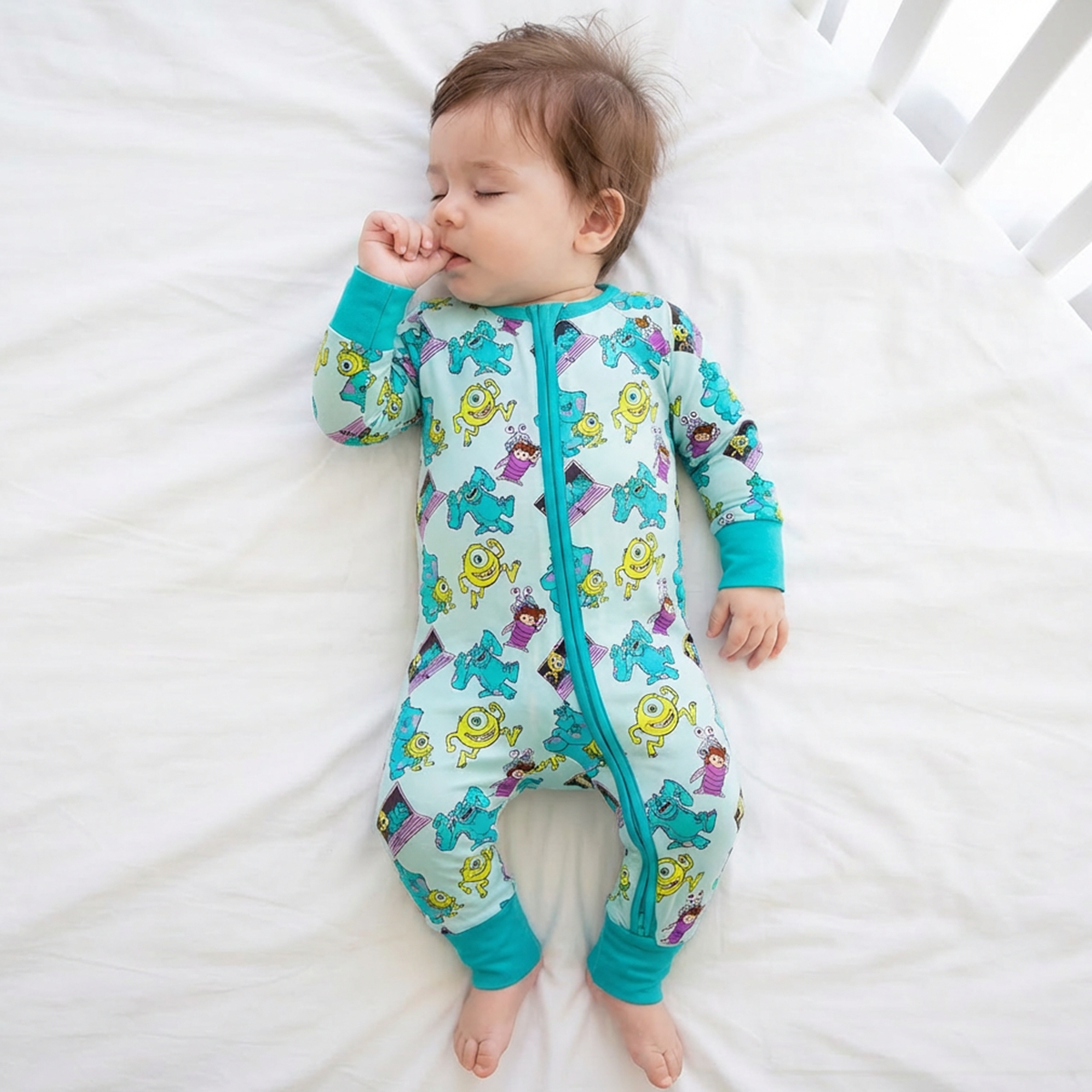 Monster Bamboo Zipper Romper Pajamas