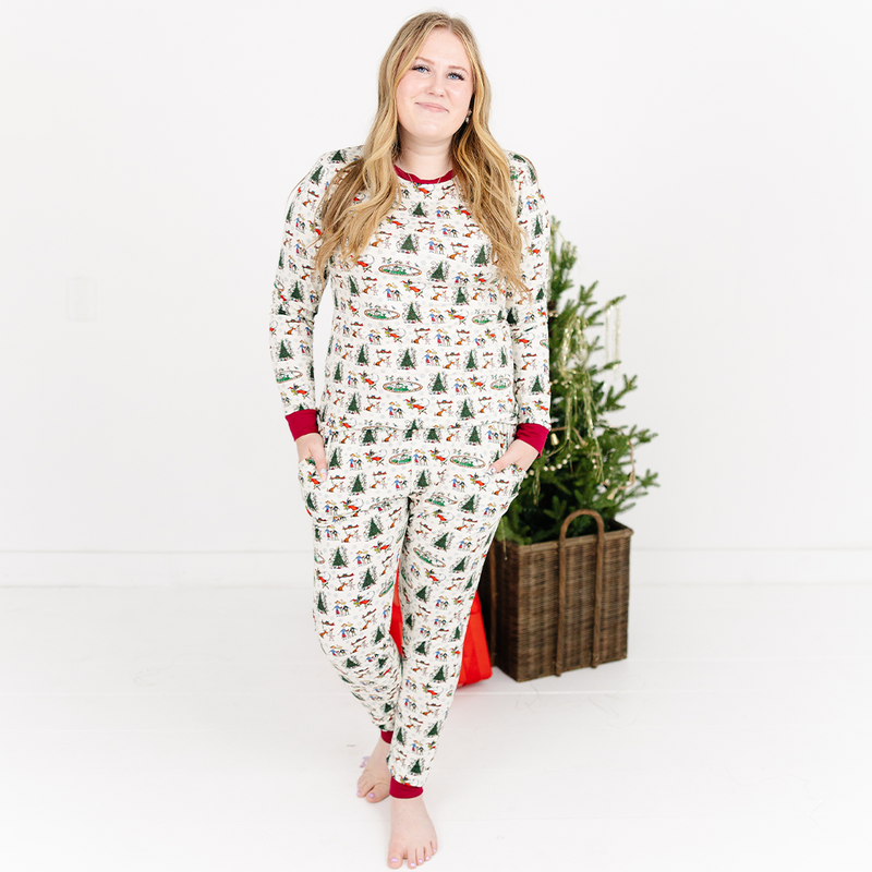 Christmas Snowflake Green Face Dog Bamboo Family Matching Pajamas