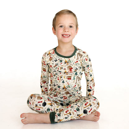 Outdoor Camping Print Kids Bamboo Two-Piece Pajama Set