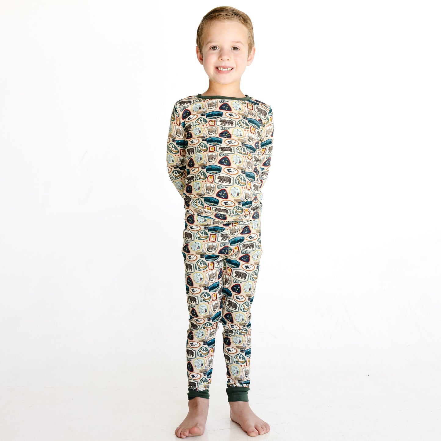 Wildlife Print Kids Bamboo Two-Piece Pajama Set