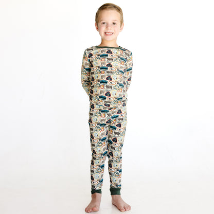 Wildlife Print Kids Bamboo Two-Piece Pajama Set