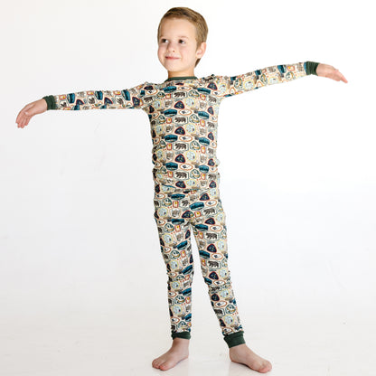 Wildlife Print Kids Bamboo Two-Piece Pajama Set