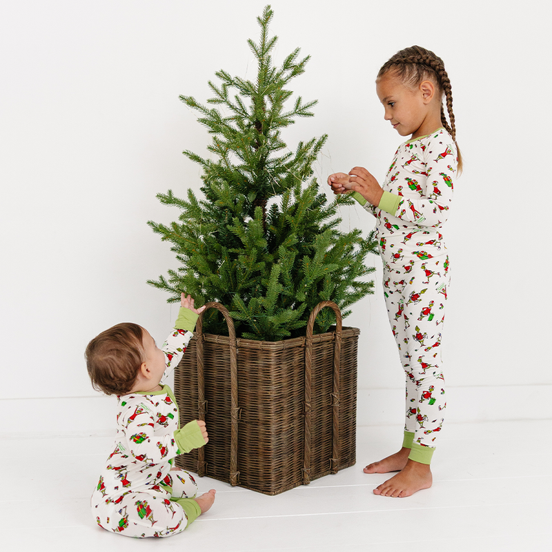 Christmas Green Gift Green Face Kids Bamboo Two-Piece Pajama Set