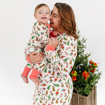 Christmas Green Face Pals and Tree Bamboo Family Matching Pajamas