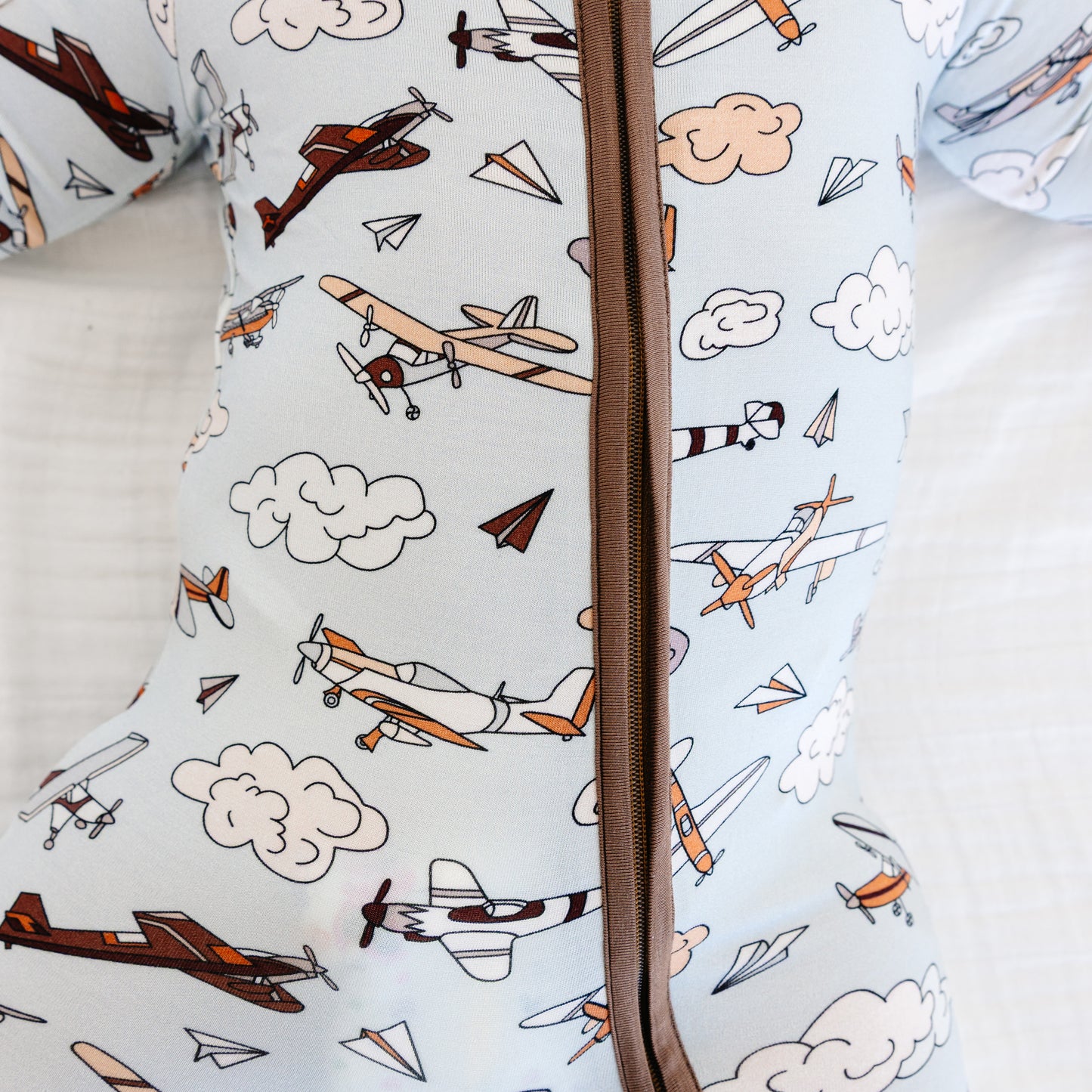 Vintage Airplane Bamboo Baby Zipper Romper Pajama