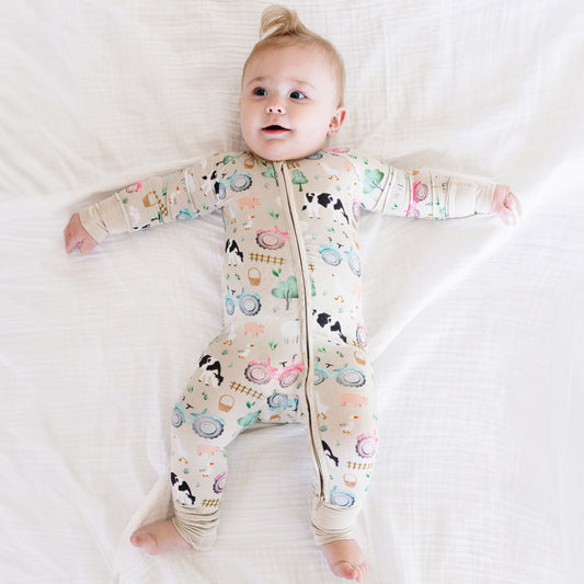 Cow Farm Life Bamboo Zipper Romper Pajamas