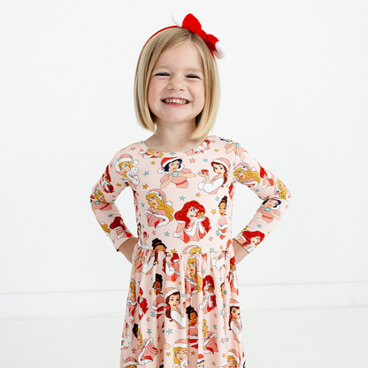 Christmas Pink Princess Kids Bamboo Long Sleeves Dress