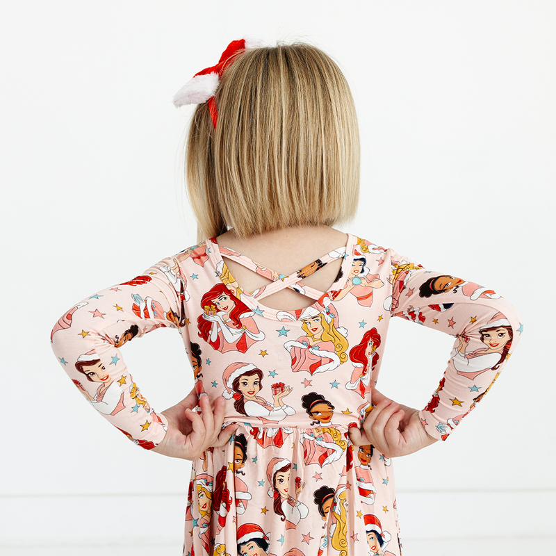 Christmas Pink Princess Kids Bamboo Long Sleeves Dress