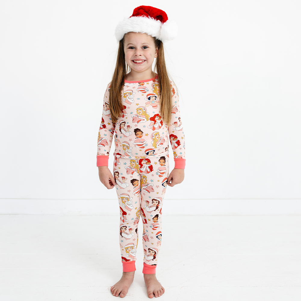 Christmas Pink Princess Kids Bamboo Two-Piece Pajama Set