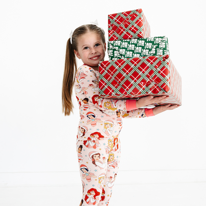 Christmas Pink Princess Kids Bamboo Two-Piece Pajama Set