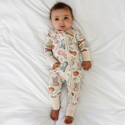 Easter Cute Bamboo Zipper Romper Pajamas