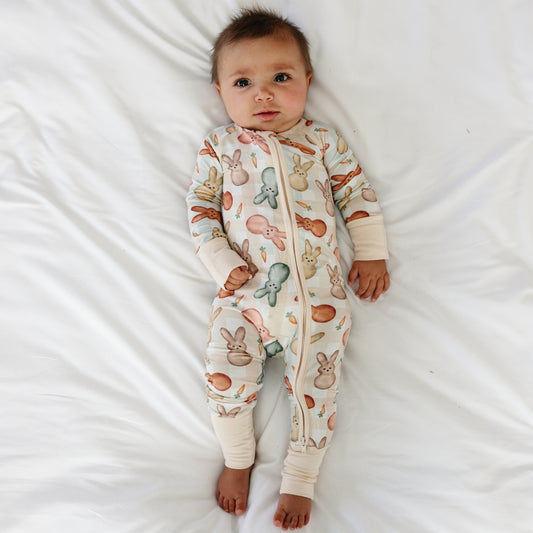 Pyjama convertible en bambou avec motif lapin mignon de Pâques