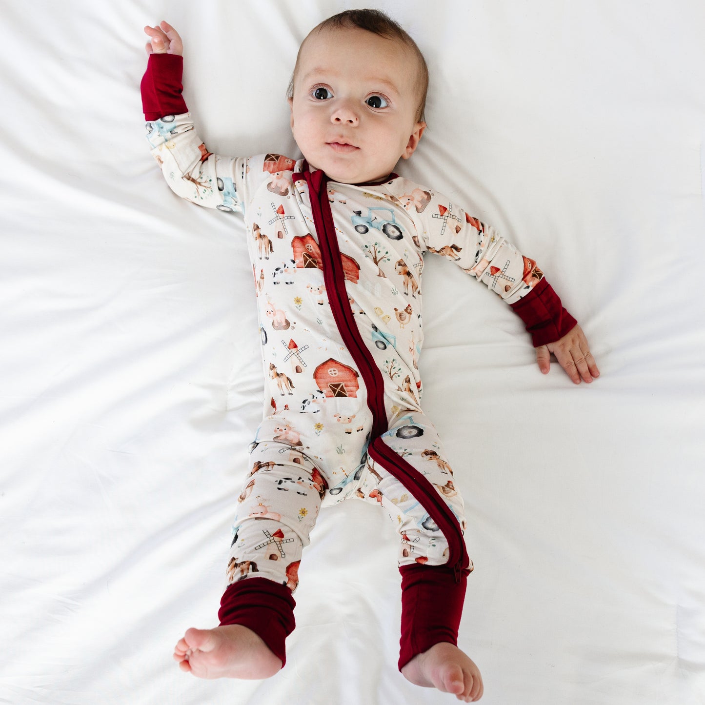 Animal Farm Car Bamboo Zipper Romper Pajamas