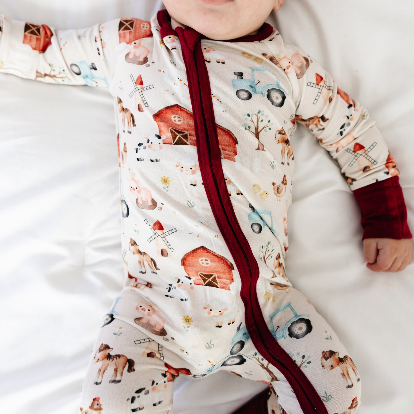 Animal Farm Car Bamboo Zipper Romper Pajamas
