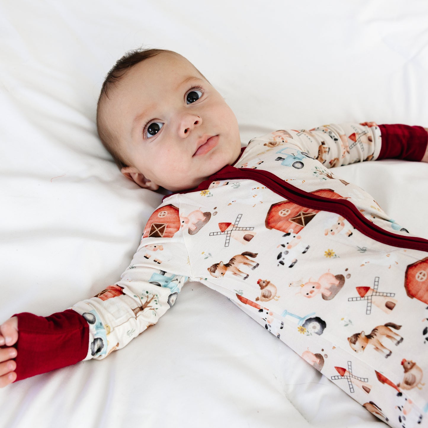 Animal Farm Car Bamboo Zipper Romper Pajamas