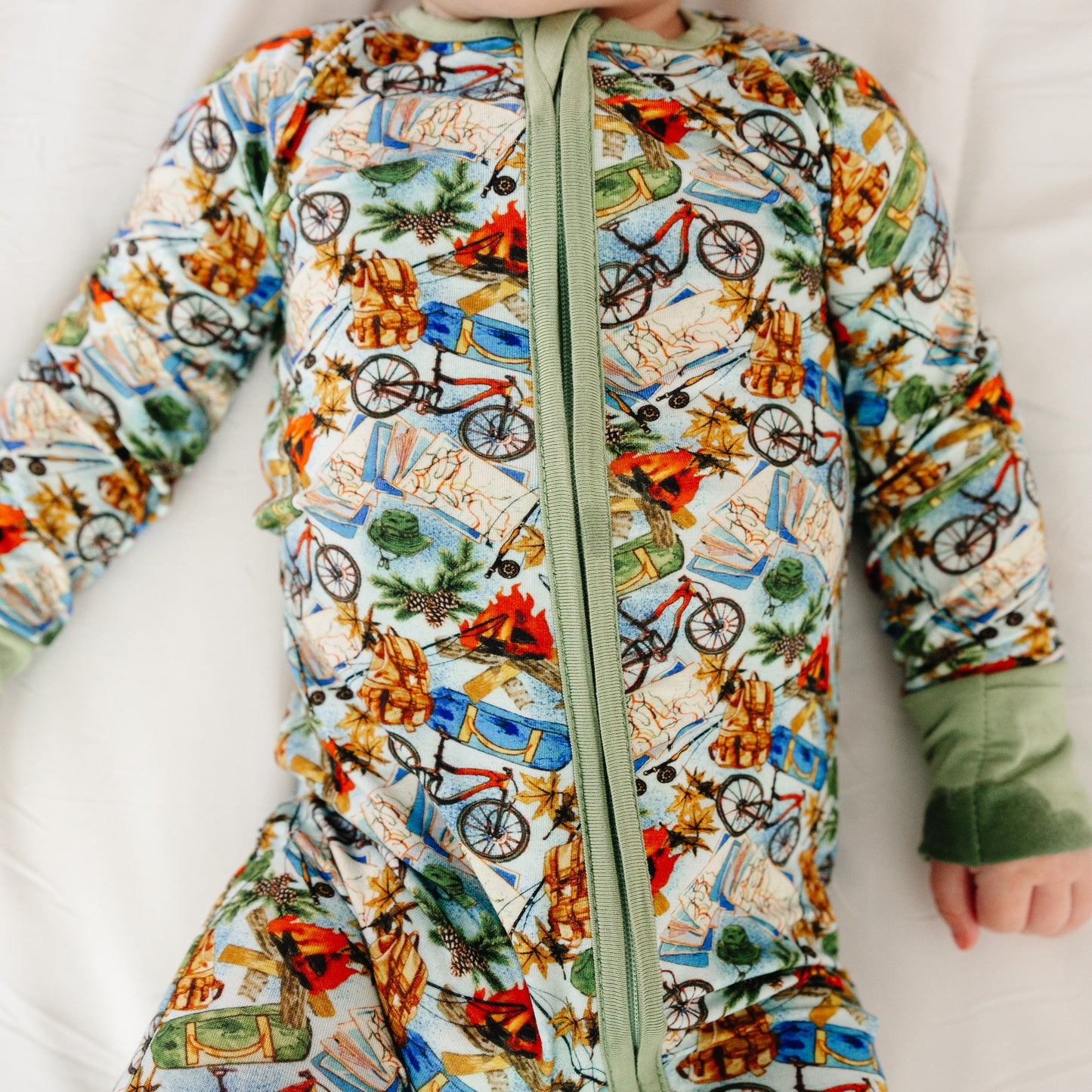 Outdoor Cycling Leisure Baby Bamboo Zipper Romper Pajamas