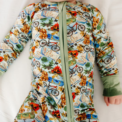 Outdoor Cycling Leisure Baby Bamboo Zipper Romper Pajamas
