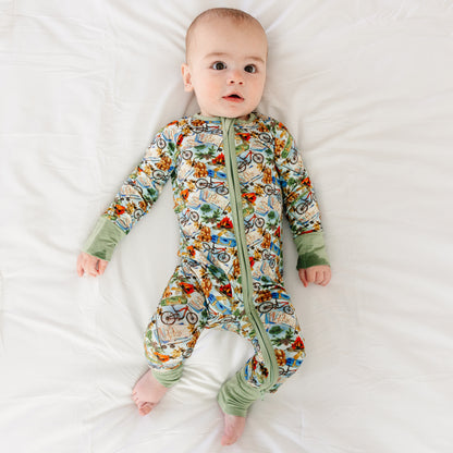 Outdoor Cycling Leisure Baby Bamboo Zipper Romper Pajamas