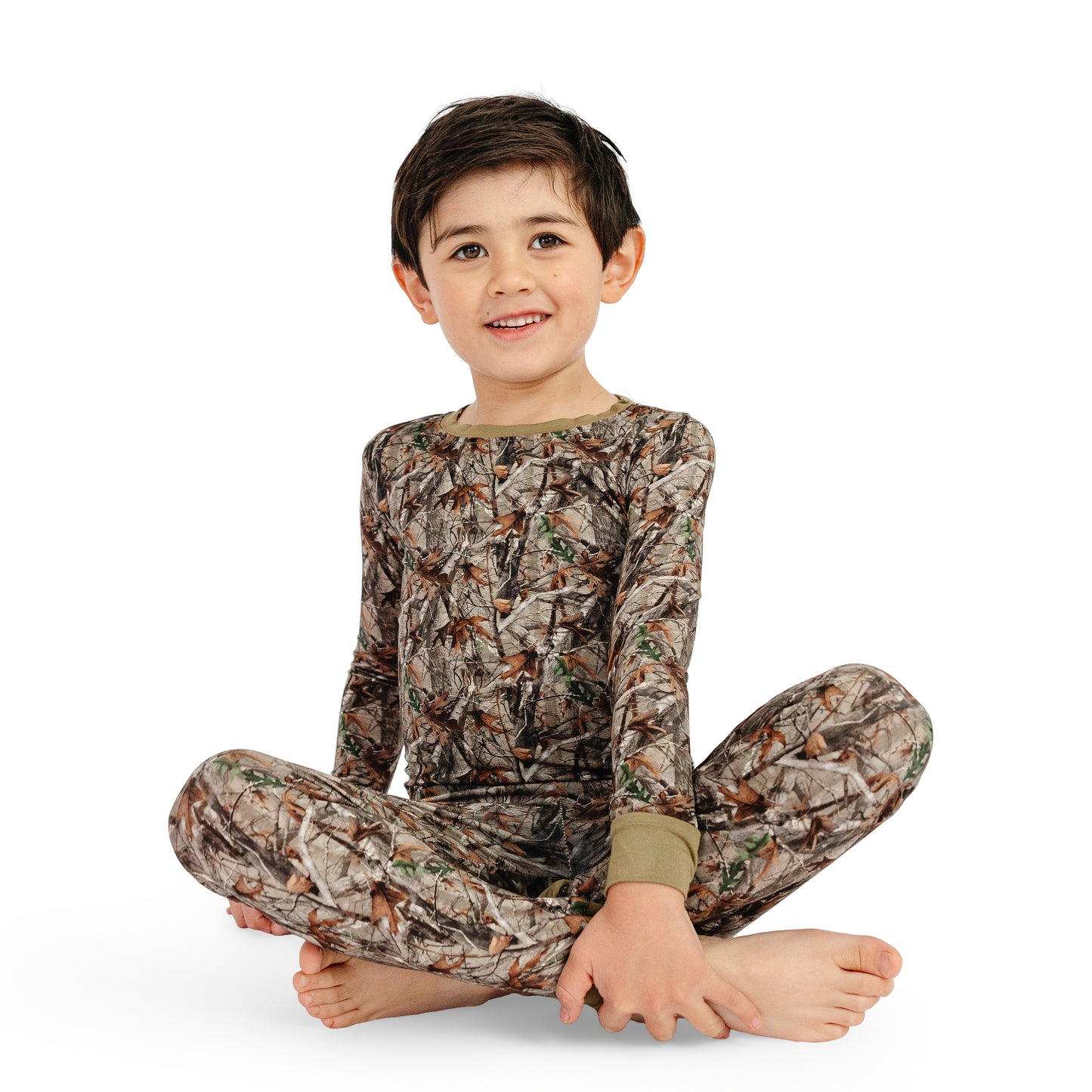 Retro Leaves Kids Bamboo Two-Piece Pajama Set
