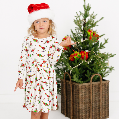 Christmas Green Gift Green Face Kids Bamboo Long Sleeves Dress